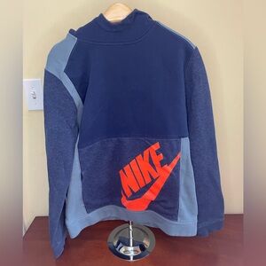 Nike Hoodie Size XL Youth Swoosh Logo Pullover Hooded Sweatshirt Blue Orange